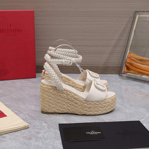 Valentino VLogo Signature Calfskin Wedge Sandal 90MM V78121 - 35 - View 2