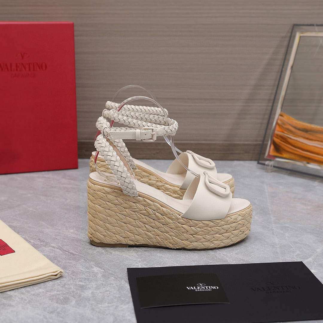 Valentino VLogo Signature Calfskin Wedge Sandal 90MM V78121