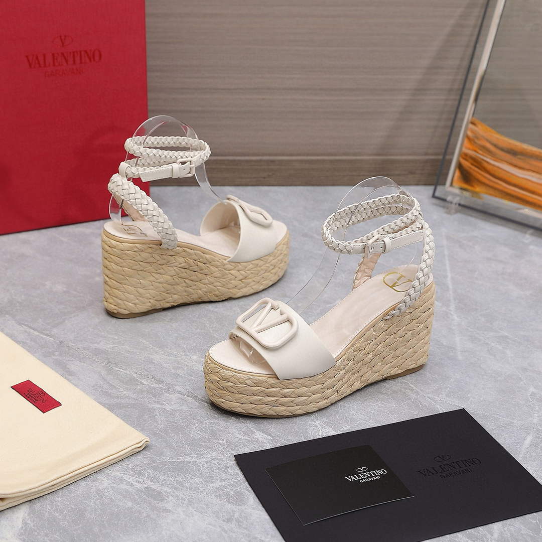 Valentino VLogo Signature Calfskin Wedge Sandal 90MM V78121 - 35 - View 1