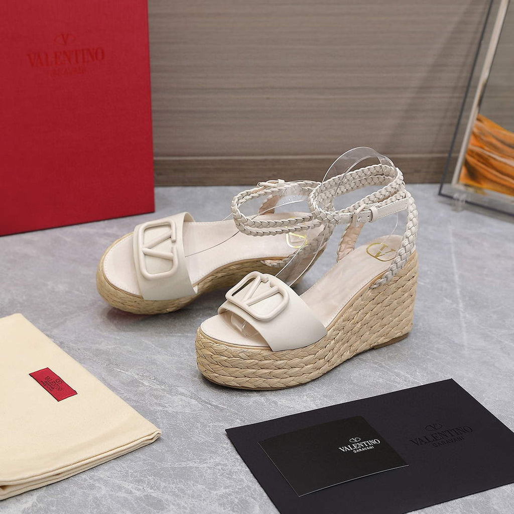 Valentino VLogo Signature Calfskin Wedge Sandal 90MM V78121