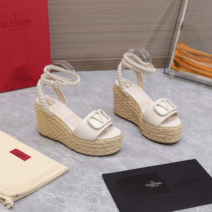 Valentino VLogo Signature Calfskin Wedge Sandal 90MM V78121 - 35 - View 7