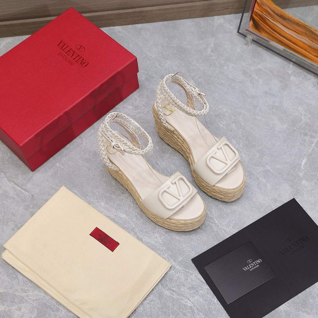 Valentino VLogo Signature Calfskin Wedge Sandal 90MM V78121