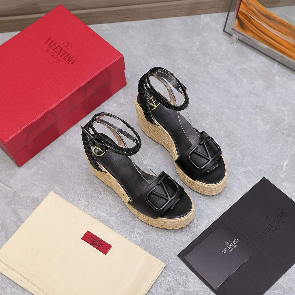 Valentino VLogo Signature Calfskin Wedge Sandal 90MM V78122