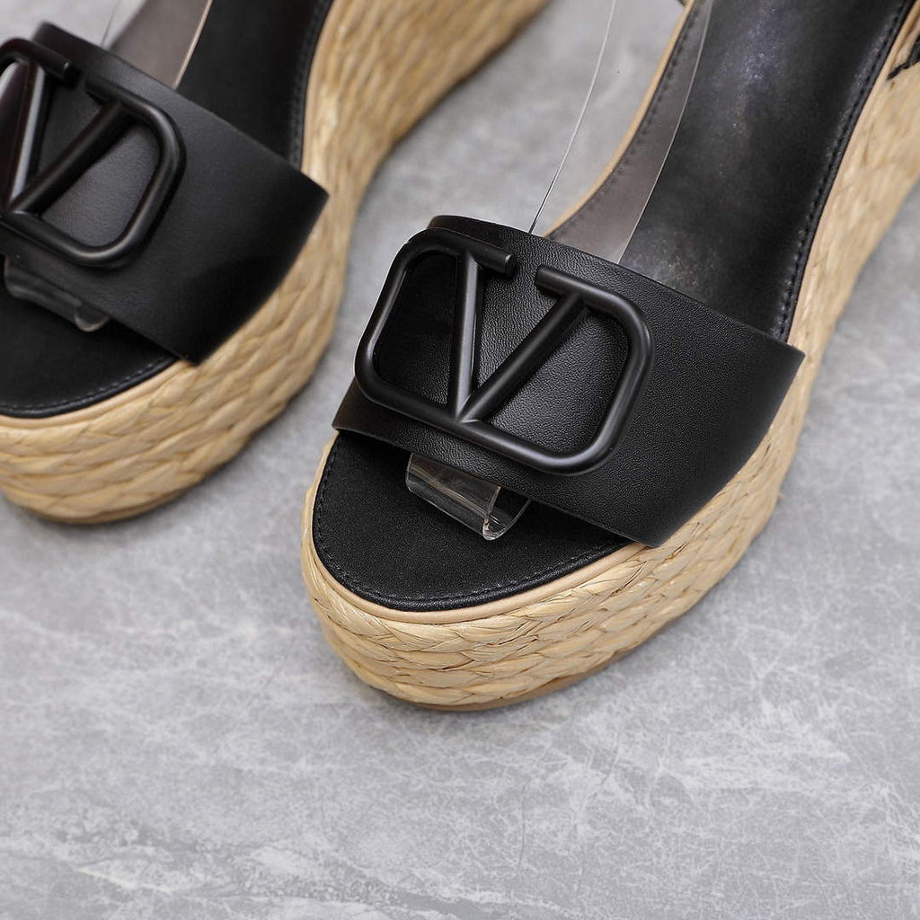 Valentino VLogo Signature Calfskin Wedge Sandal 90MM V78122