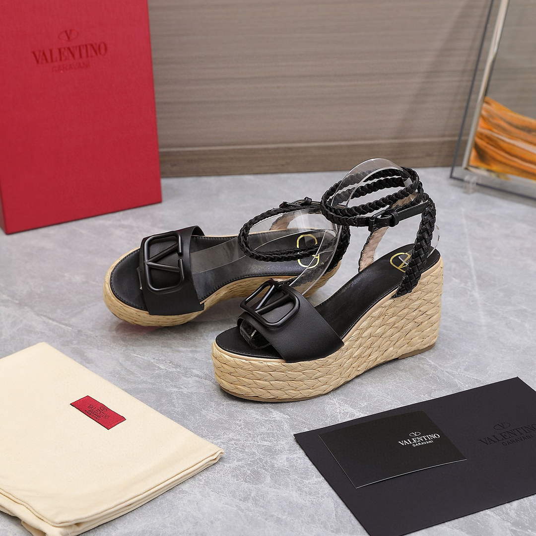 Valentino VLogo Signature Calfskin Wedge Sandal 90MM V78122