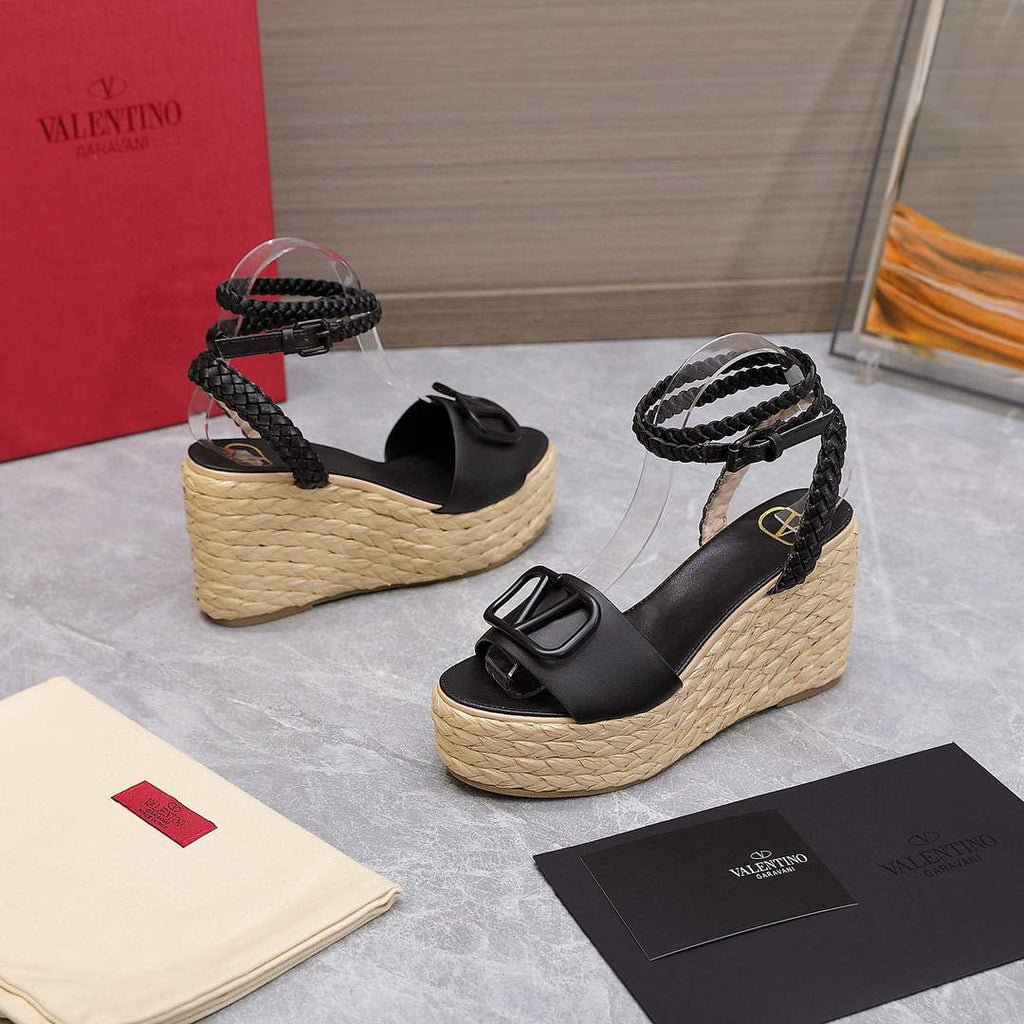 Valentino VLogo Signature Calfskin Wedge Sandal 90MM V78122