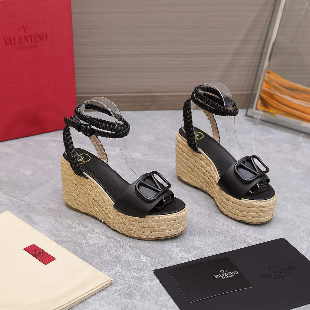 Valentino VLogo Signature Calfskin Wedge Sandal 90MM V78122