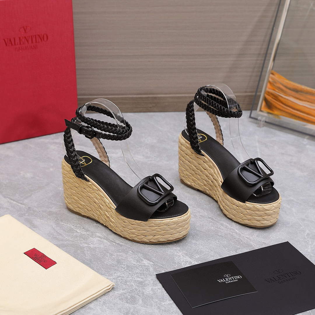 Valentino VLogo Signature Calfskin Wedge Sandal 90MM V78122