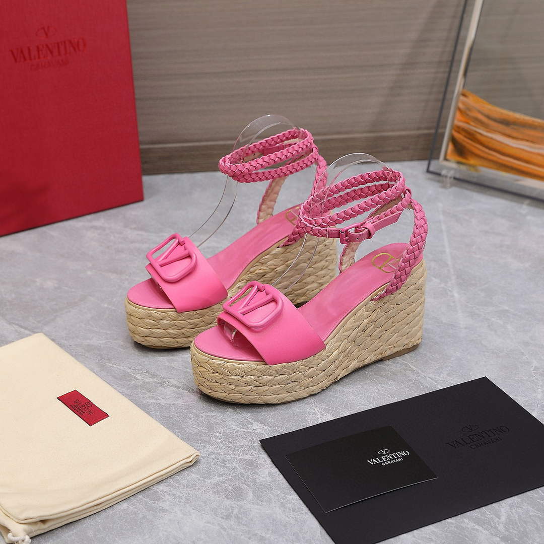 Valentino VLogo Signature Calfskin Wedge Sandal 90MM V78123 - 35 - View 1