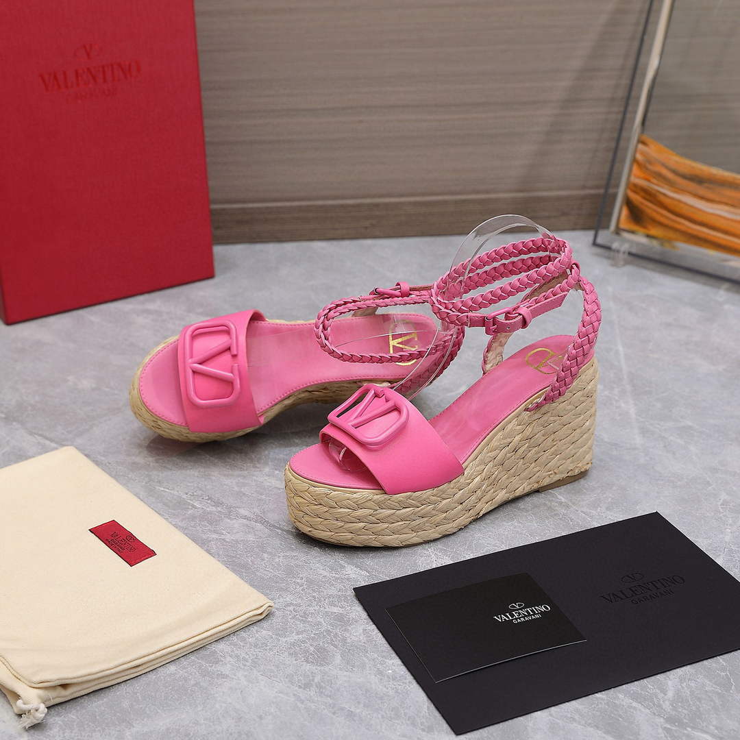 Valentino VLogo Signature Calfskin Wedge Sandal 90MM V78123 - 35 - View 3