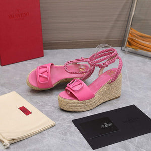 Valentino VLogo Signature Calfskin Wedge Sandal 90MM V78123 - 35 - View 3