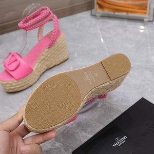 Valentino VLogo Signature Calfskin Wedge Sandal 90MM V78123 - 35 - View 4
