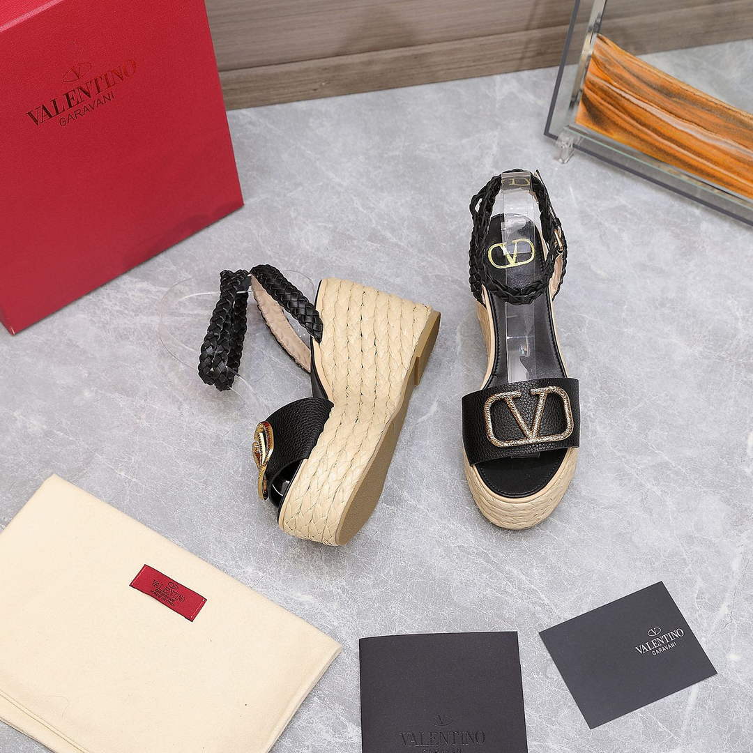 Valentino VLogo Signature Calfskin Wedge Sandal 90MM V78125