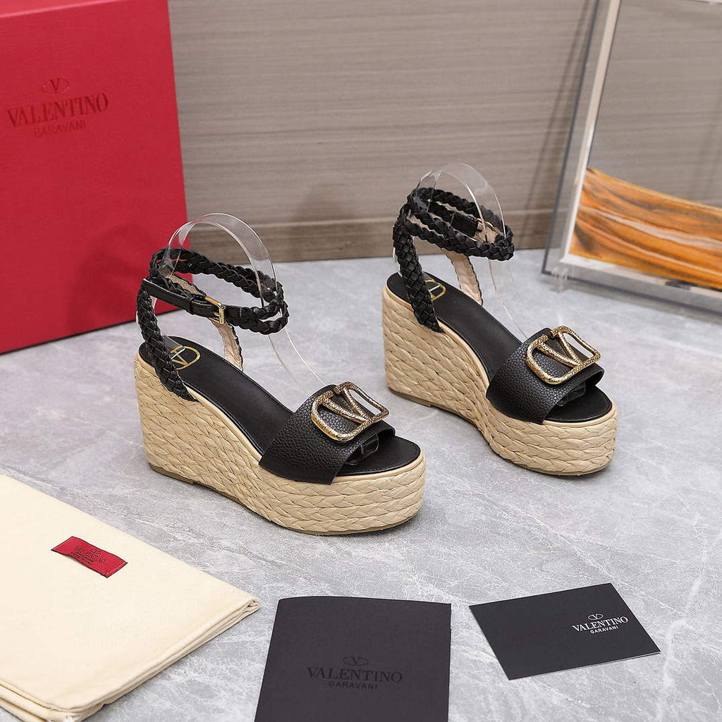 Valentino VLogo Signature Calfskin Wedge Sandal 90MM V78125