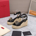 Valentino VLogo Signature Calfskin Wedge Sandal 90MM V78125 - 35 - View 1