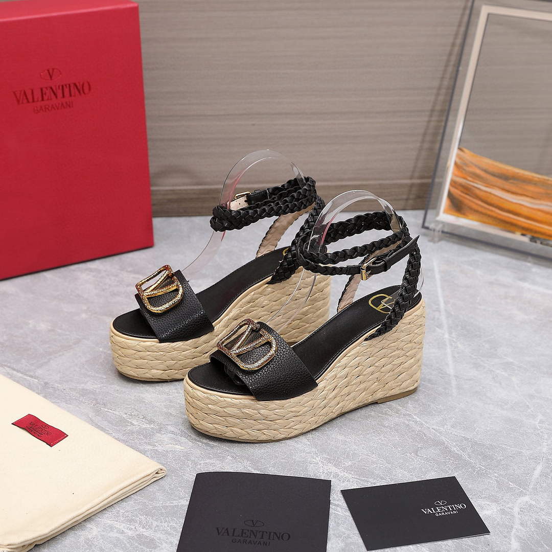 Valentino VLogo Signature Calfskin Wedge Sandal 90MM V78125 - 35 - View 1