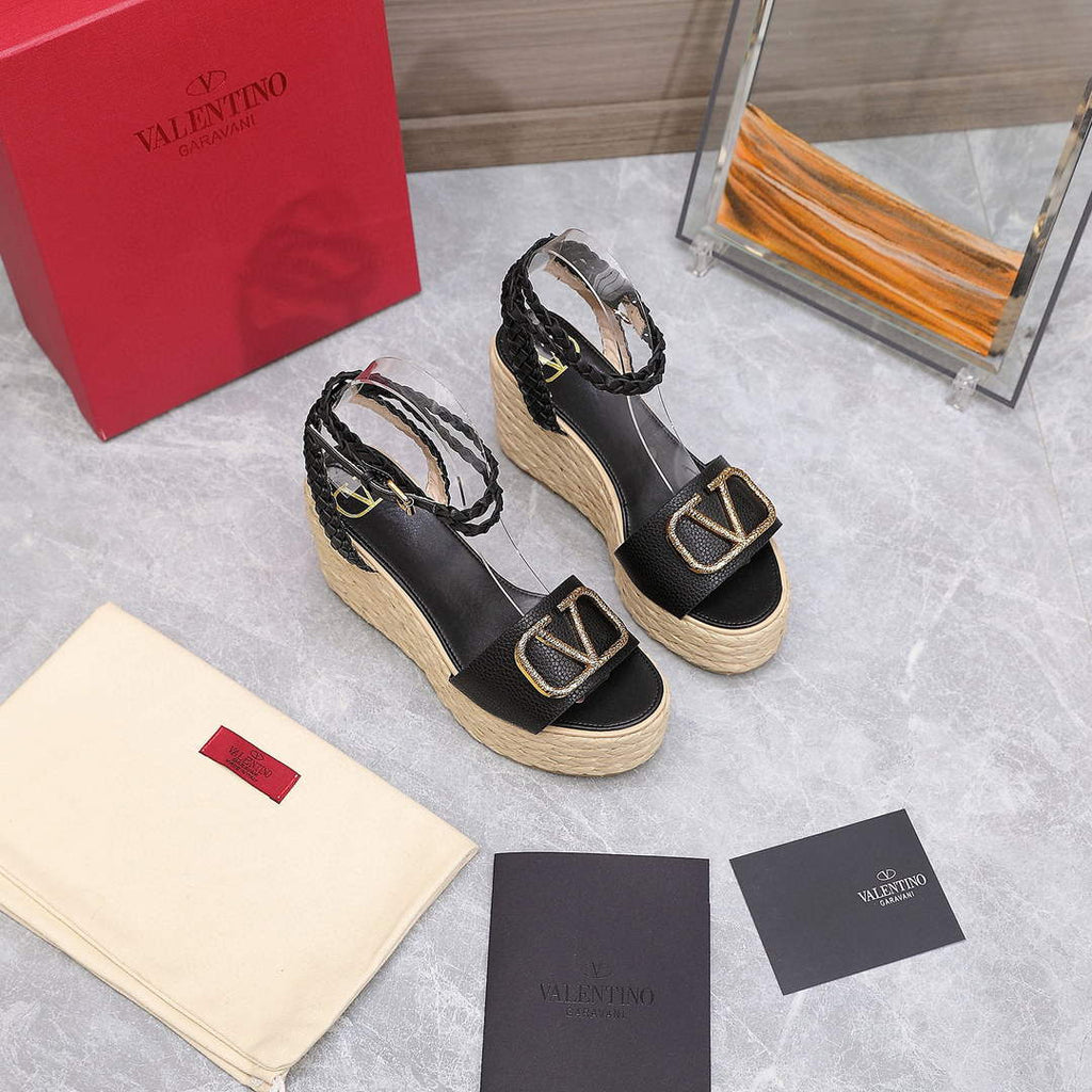Valentino VLogo Signature Calfskin Wedge Sandal 90MM V78125