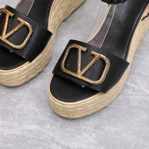 Valentino VLogo Signature Calfskin Wedge Sandal 90MM V78125 - 35 - View 5