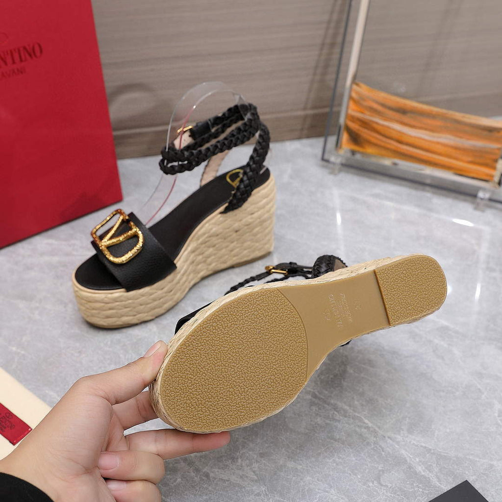 Valentino VLogo Signature Calfskin Wedge Sandal 90MM V78125