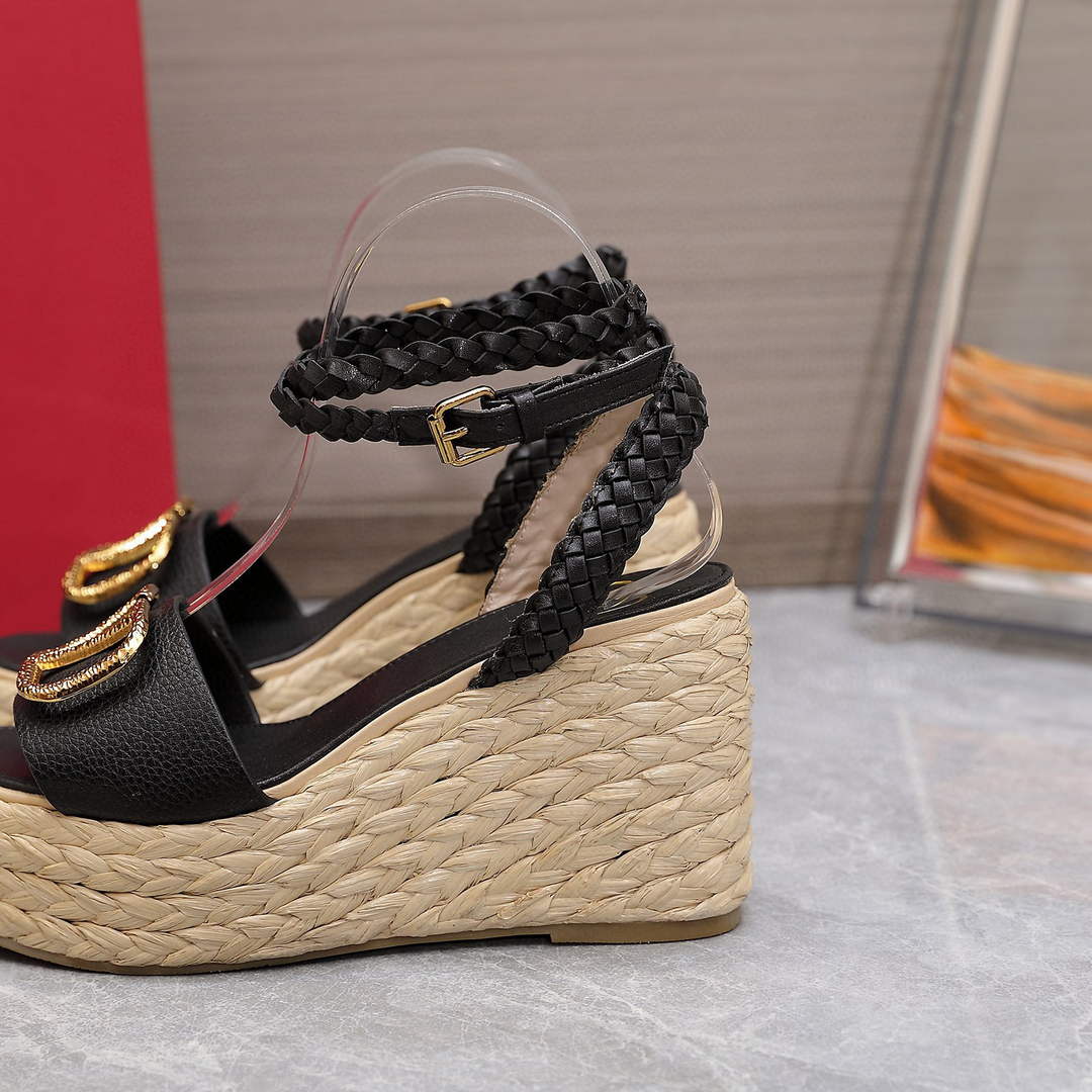 Valentino VLogo Signature Calfskin Wedge Sandal 90MM V78125