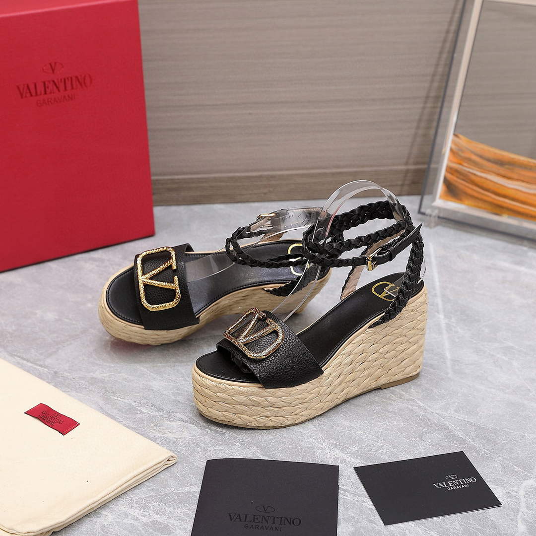 Valentino VLogo Signature Calfskin Wedge Sandal 90MM V78125