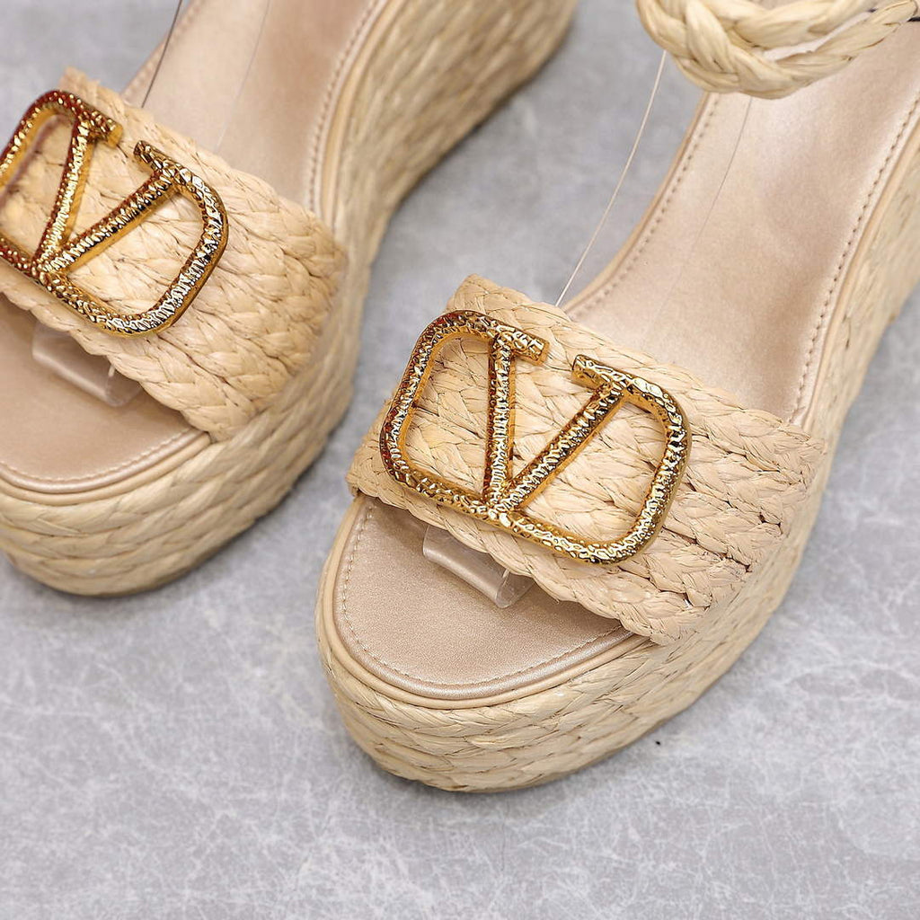 Valentino VLogo Signature Calfskin Wedge Sandal 90MM V78126