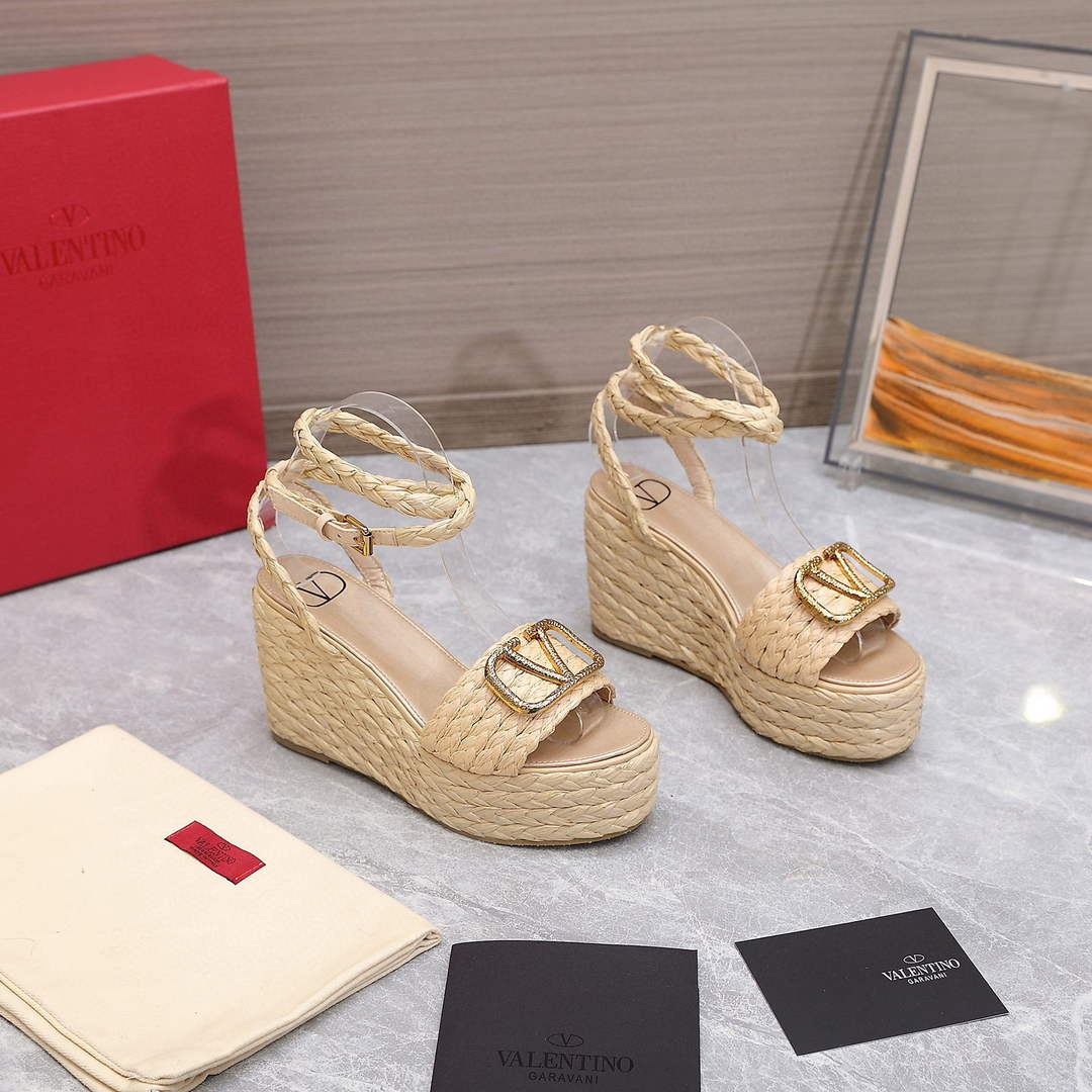 Valentino VLogo Signature Calfskin Wedge Sandal 90MM V78126