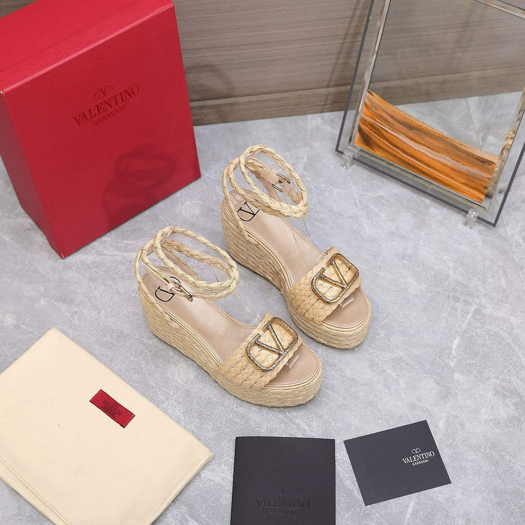 Valentino VLogo Signature Calfskin Wedge Sandal 90MM V78126