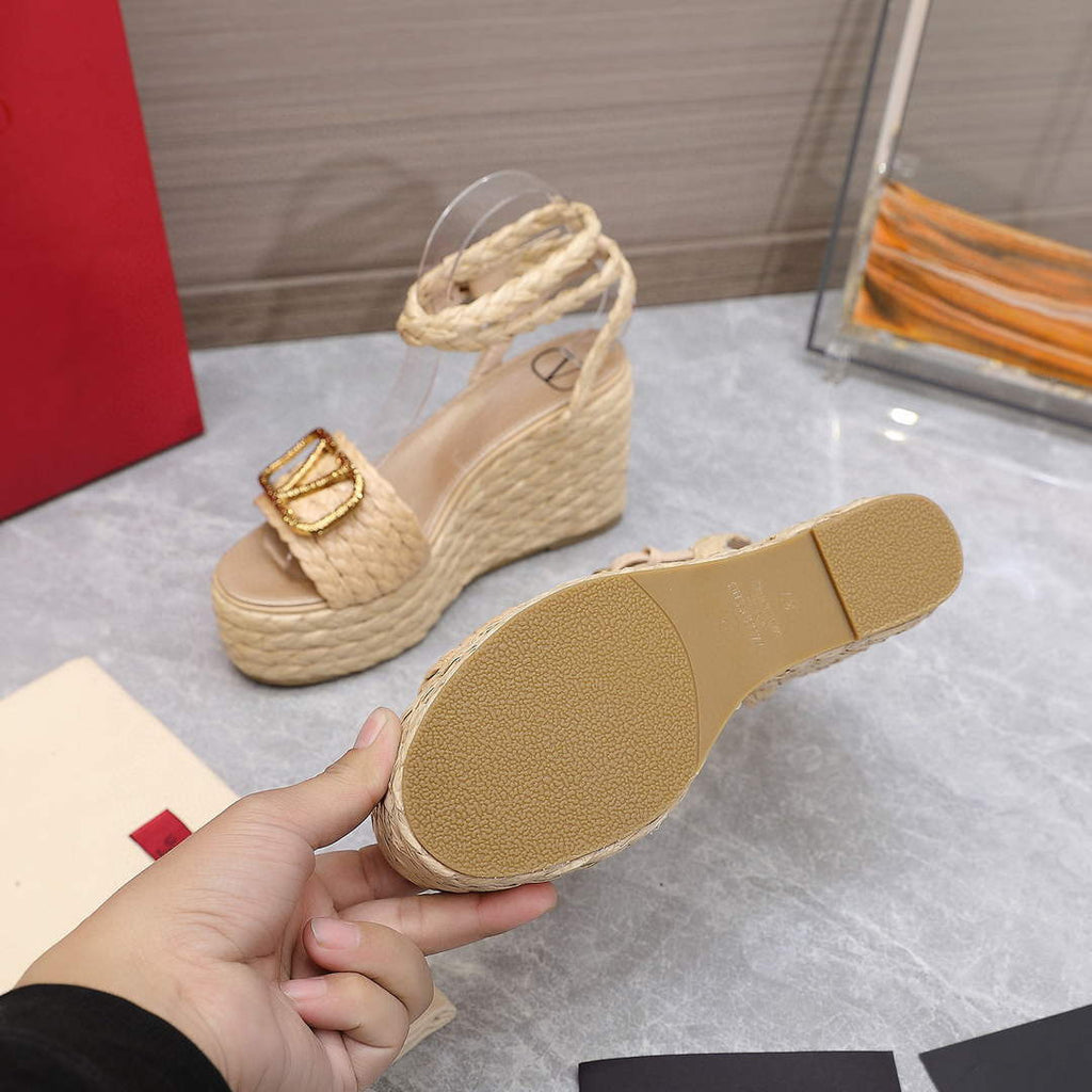 Valentino VLogo Signature Calfskin Wedge Sandal 90MM V78126