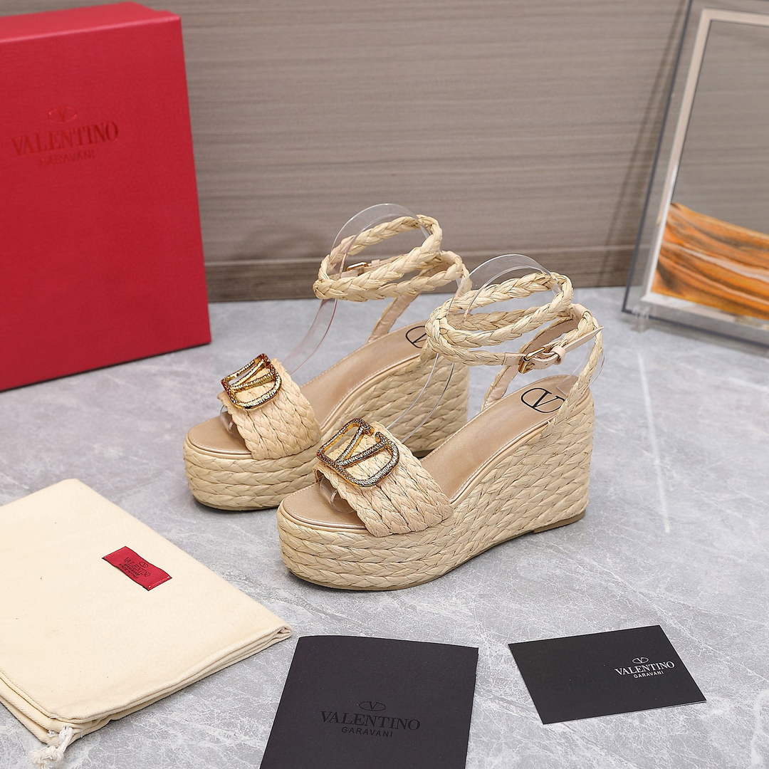 Valentino VLogo Signature Calfskin Wedge Sandal 90MM V78126