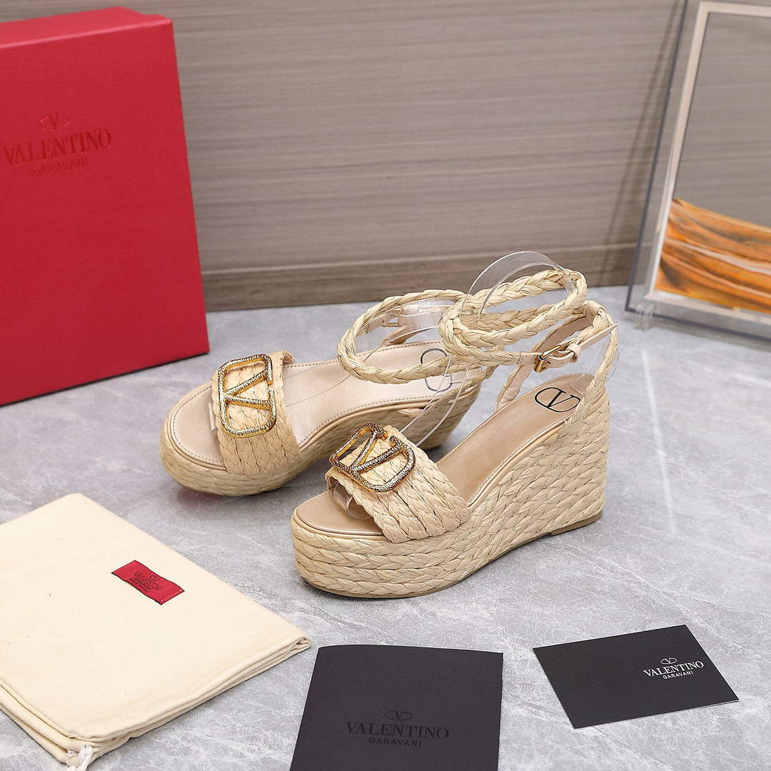 Valentino VLogo Signature Calfskin Wedge Sandal 90MM V78126