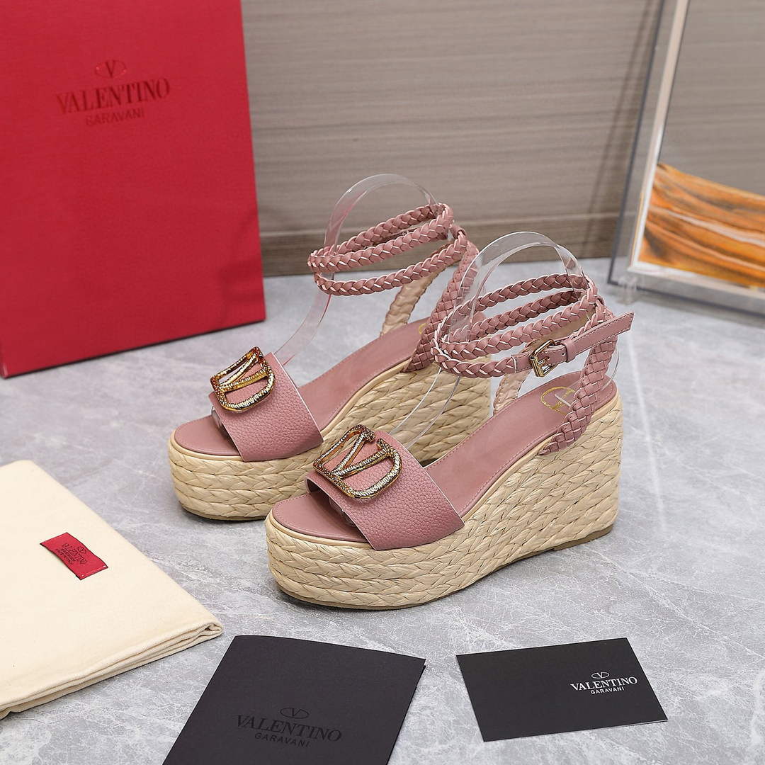 Valentino VLogo Signature Calfskin Wedge Sandal 90MM V78127