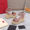 Valentino VLogo Signature Calfskin Wedge Sandal 90MM V78127 - 35 - View 1