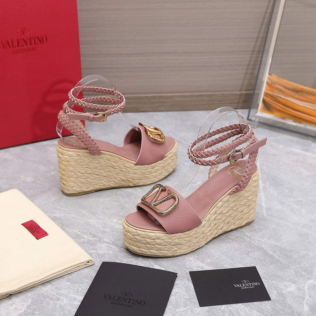 Valentino VLogo Signature Calfskin Wedge Sandal 90MM V78127 - 35 - View 1