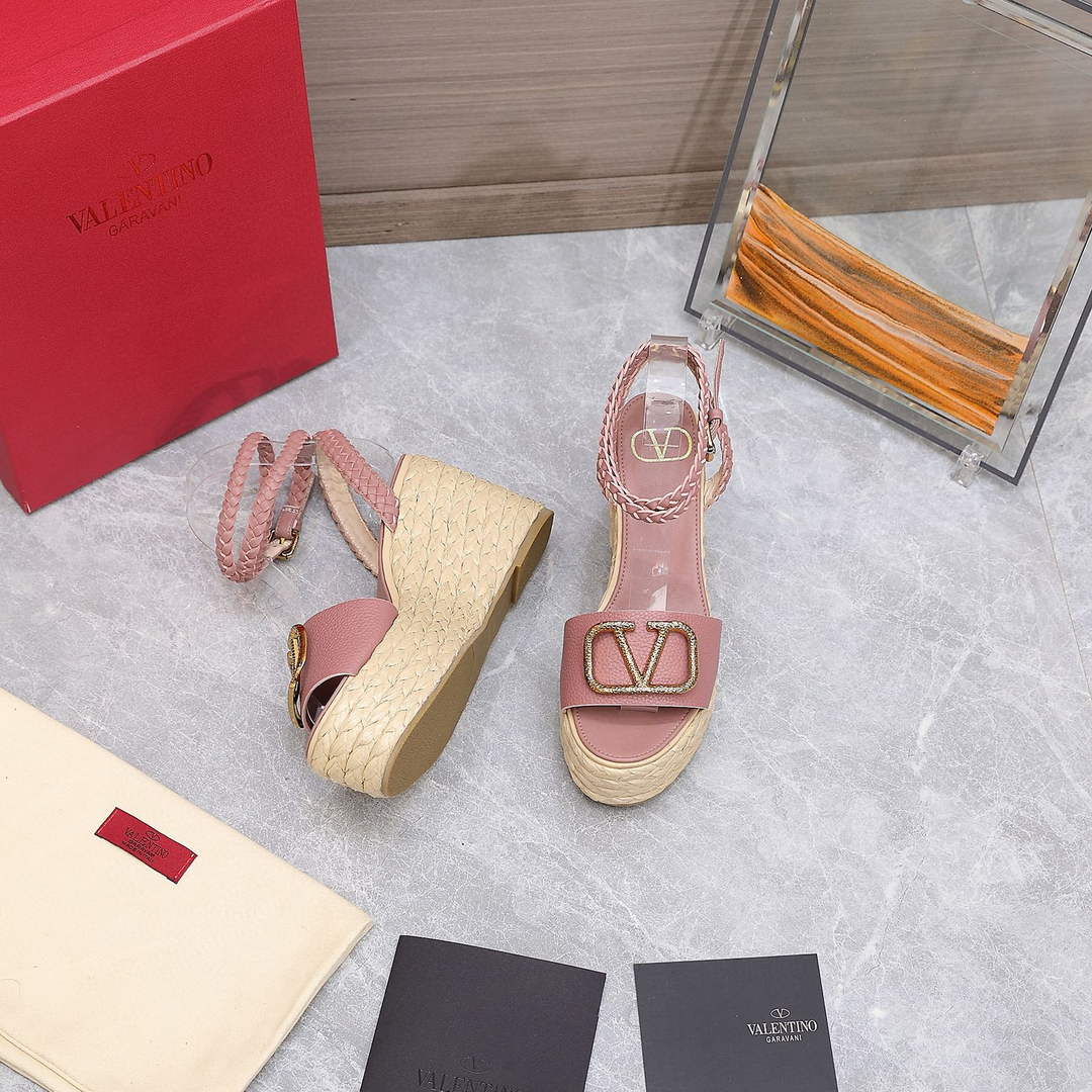 Valentino VLogo Signature Calfskin Wedge Sandal 90MM V78127