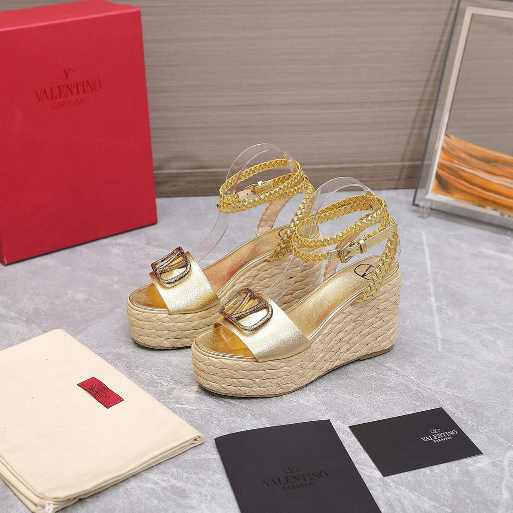 Valentino VLogo Signature Calfskin Wedge Sandal 90MM V78128
