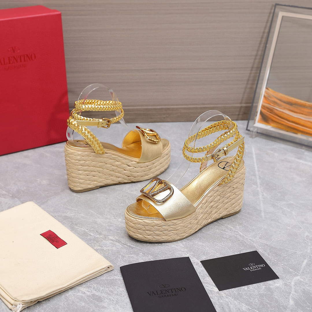 Valentino VLogo Signature Calfskin Wedge Sandal 90MM V78128 - 35 - View 1