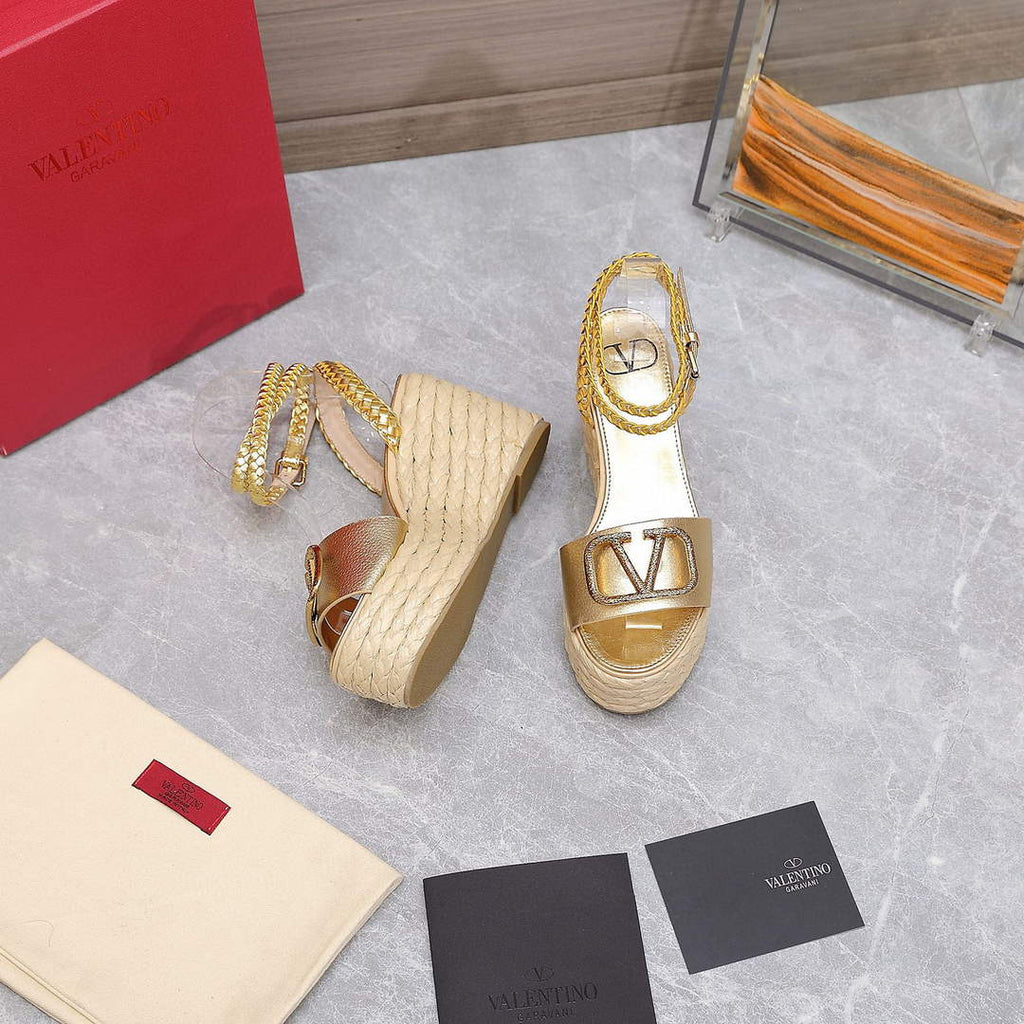 Valentino VLogo Signature Calfskin Wedge Sandal 90MM V78128