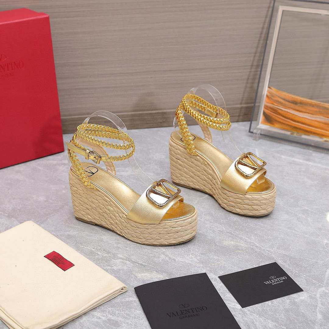 Valentino VLogo Signature Calfskin Wedge Sandal 90MM V78128