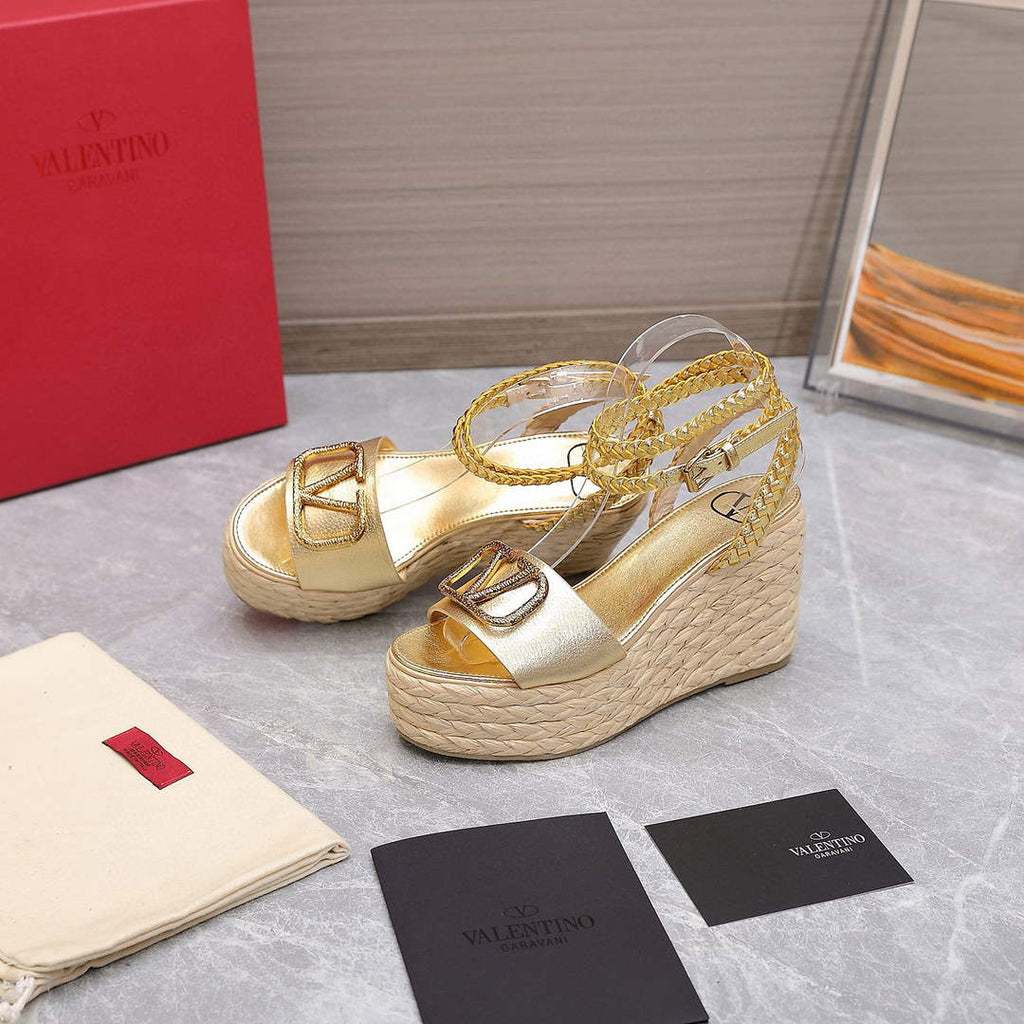 Valentino VLogo Signature Calfskin Wedge Sandal 90MM V78128