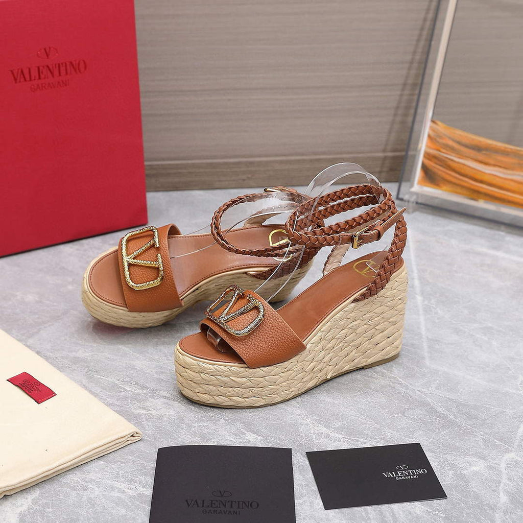 Valentino VLogo Signature Calfskin Wedge Sandal 90MM V78129