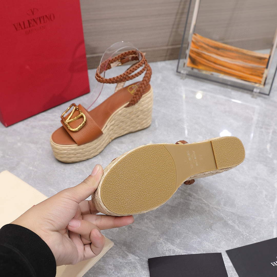Valentino VLogo Signature Calfskin Wedge Sandal 90MM V78129