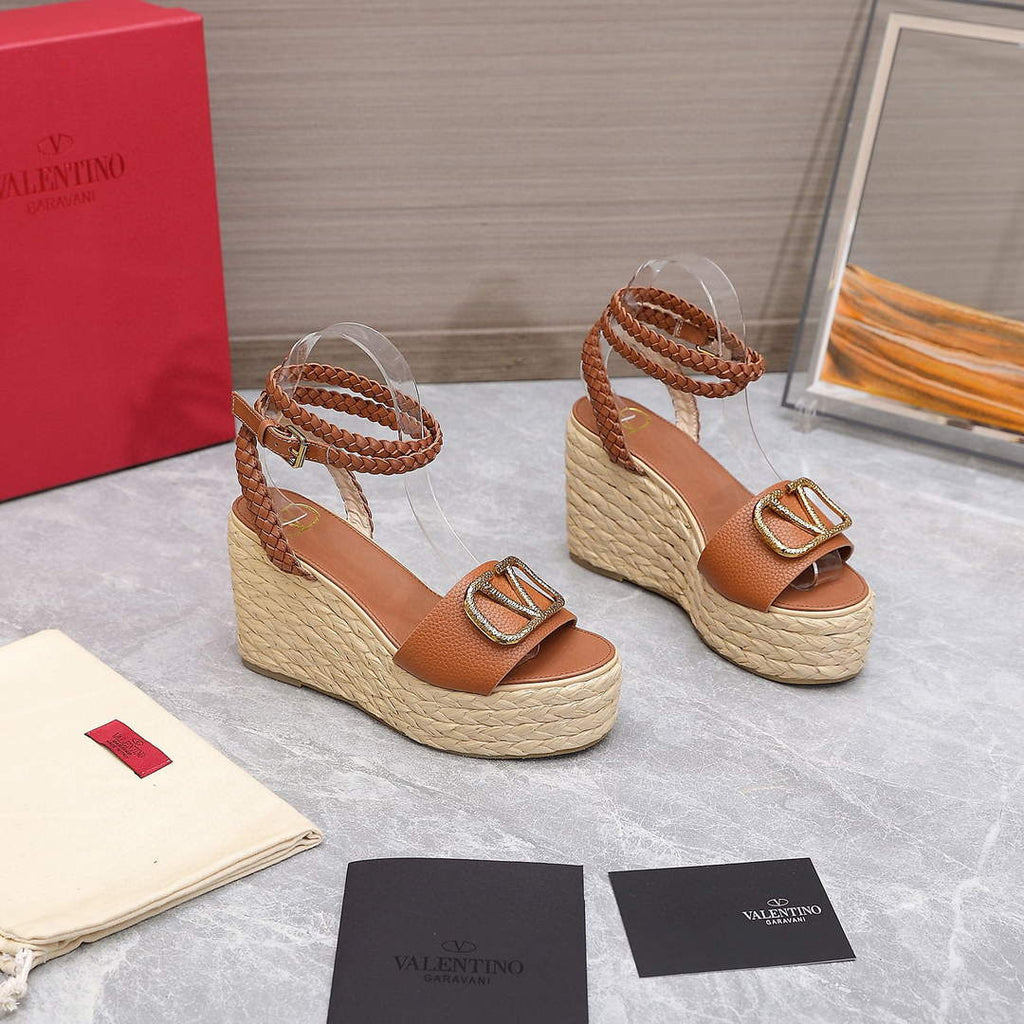 Valentino VLogo Signature Calfskin Wedge Sandal 90MM V78129