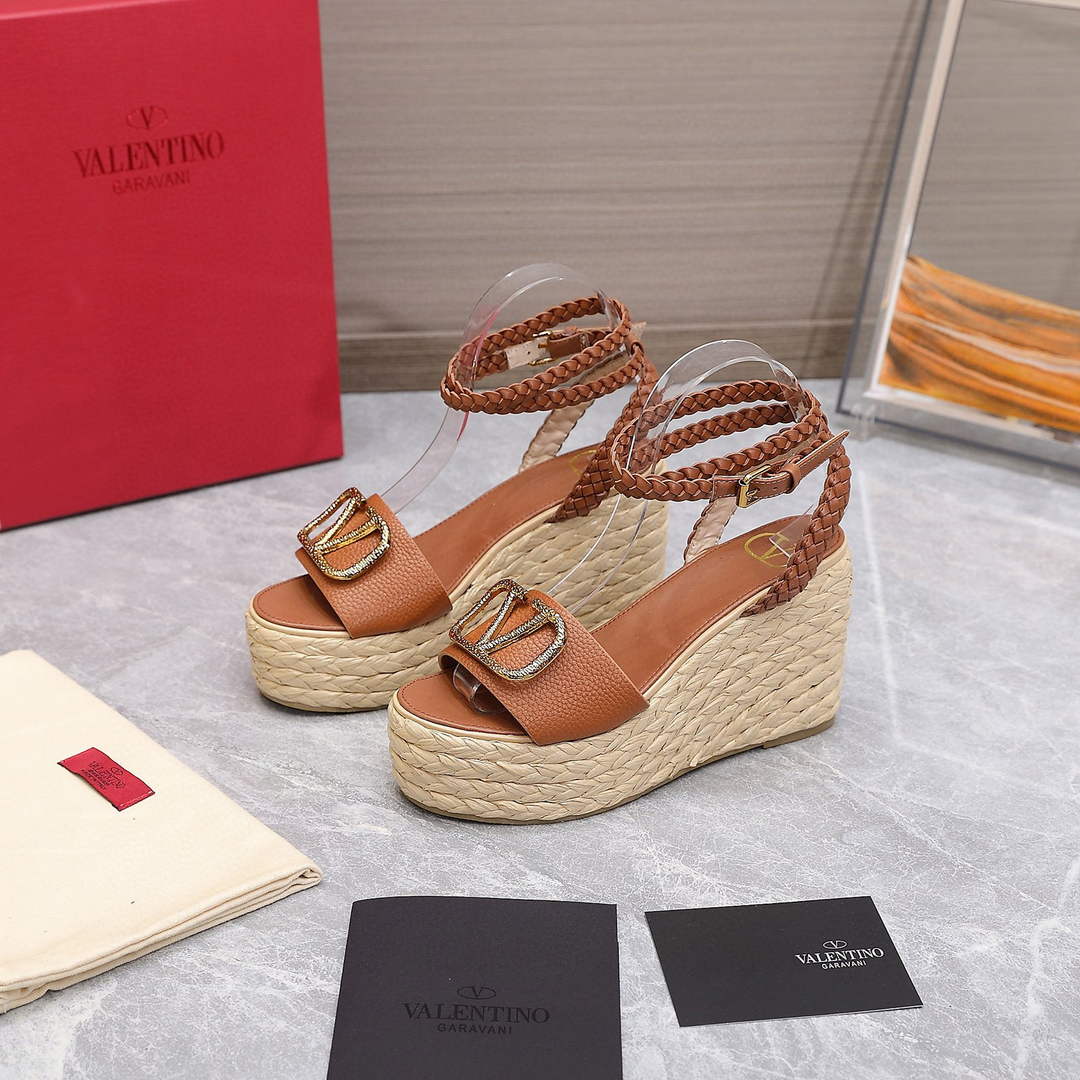 Valentino VLogo Signature Calfskin Wedge Sandal 90MM V78129