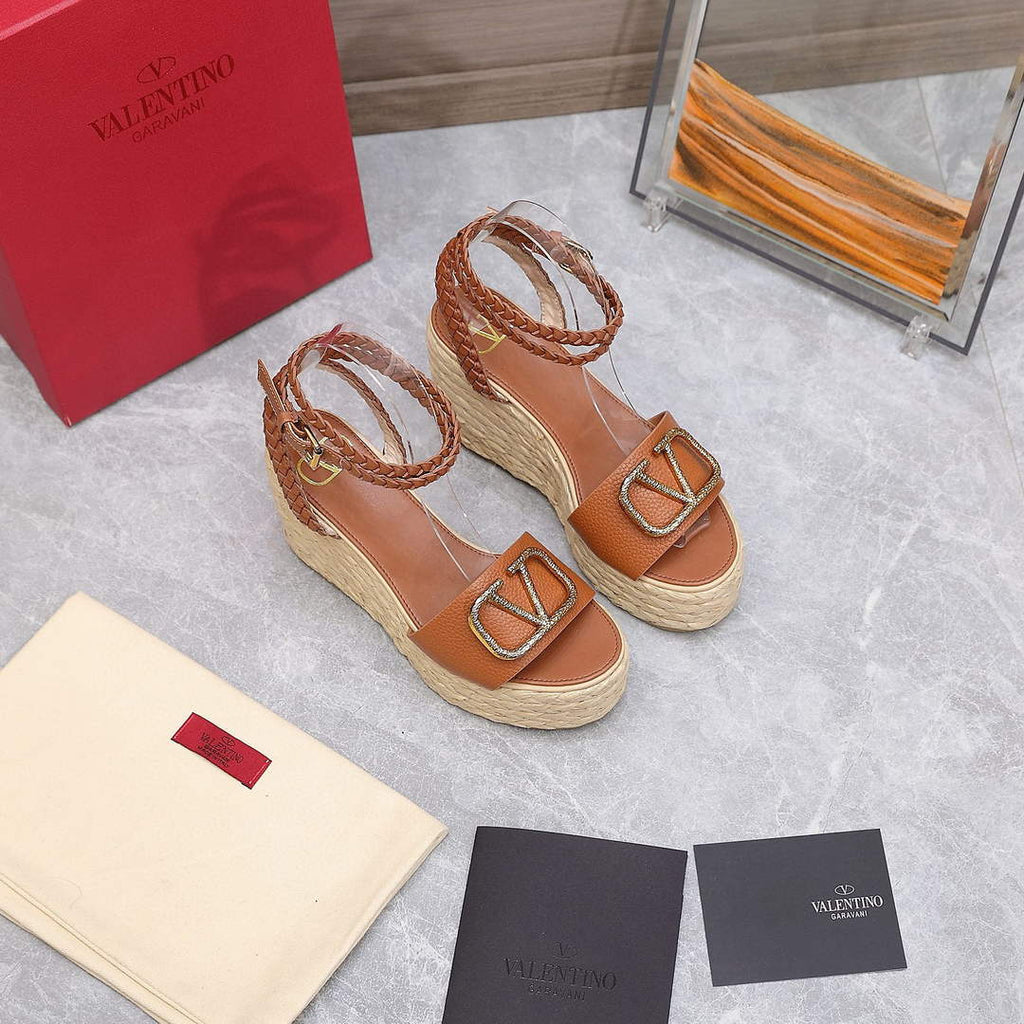 Valentino VLogo Signature Calfskin Wedge Sandal 90MM V78129