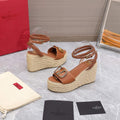 Valentino VLogo Signature Calfskin Wedge Sandal 90MM V78129 - 35 - View 1