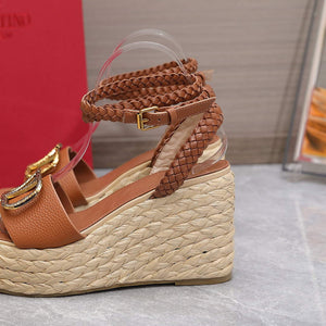 Valentino VLogo Signature Calfskin Wedge Sandal 90MM V78129 - 35 - View 9