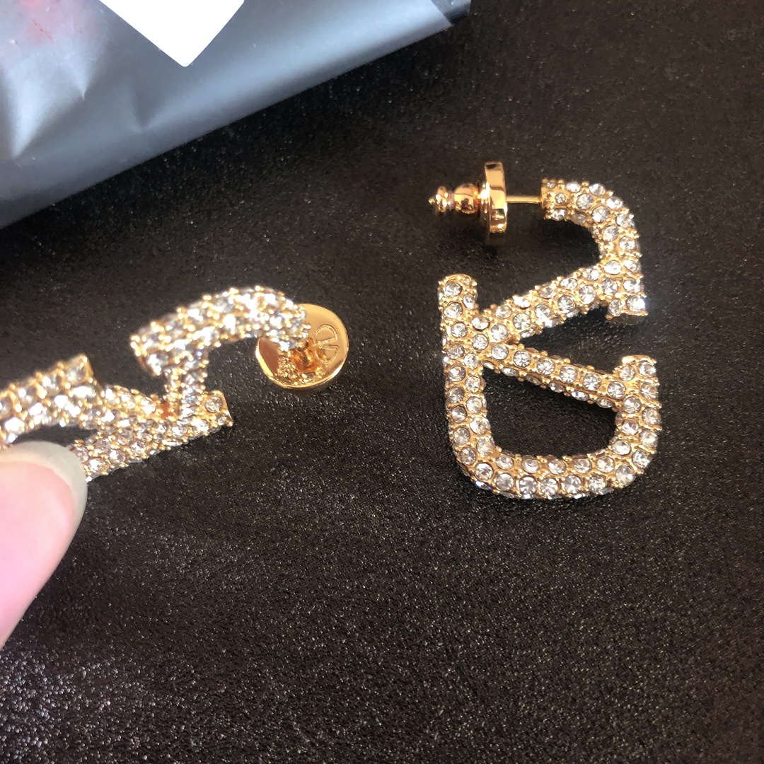 Valentino VLOGO SIGNATURE EARRINGS IN METAL AND SWAROVSKI CRYSTALS V880982