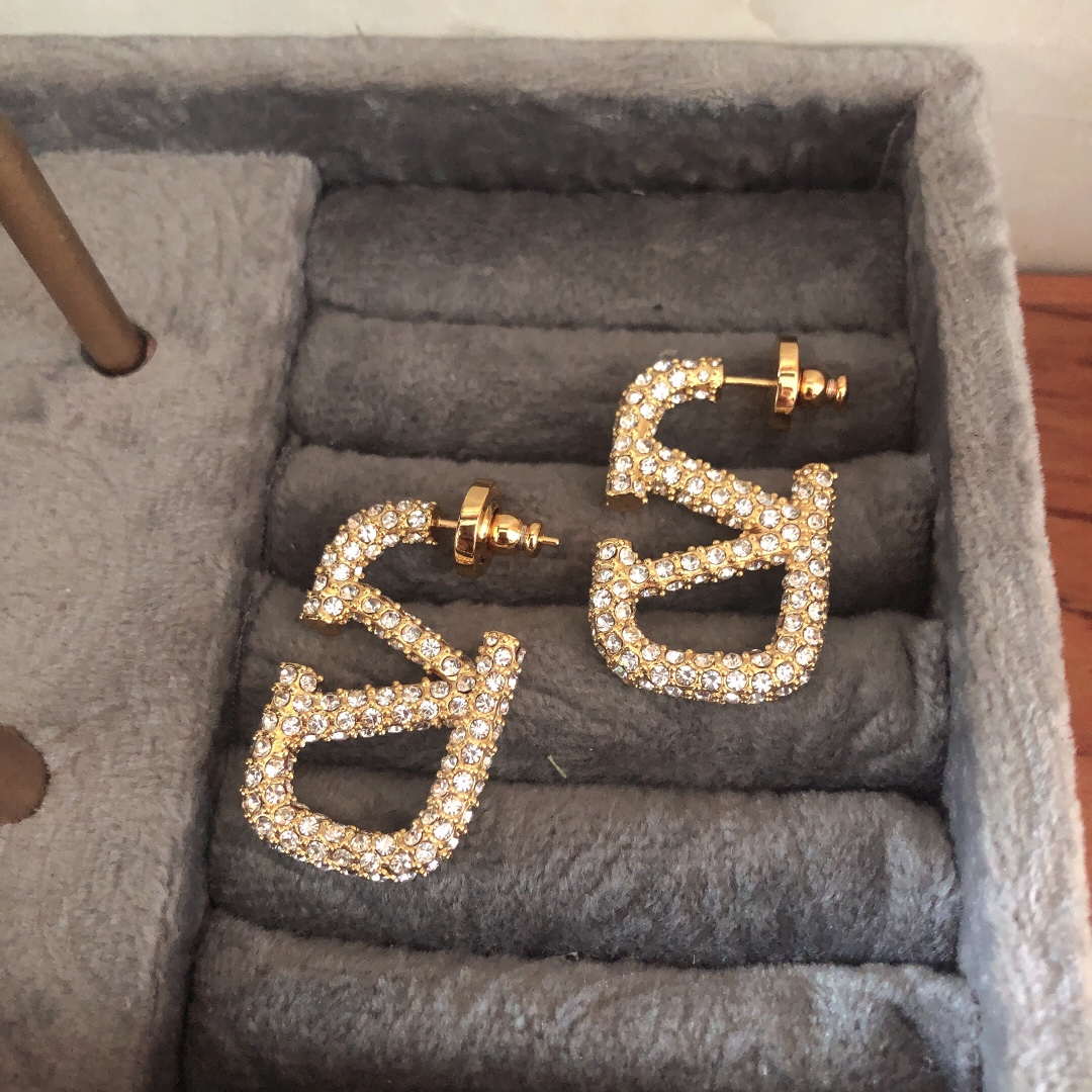 Valentino VLOGO SIGNATURE EARRINGS IN METAL AND SWAROVSKI CRYSTALS V880982