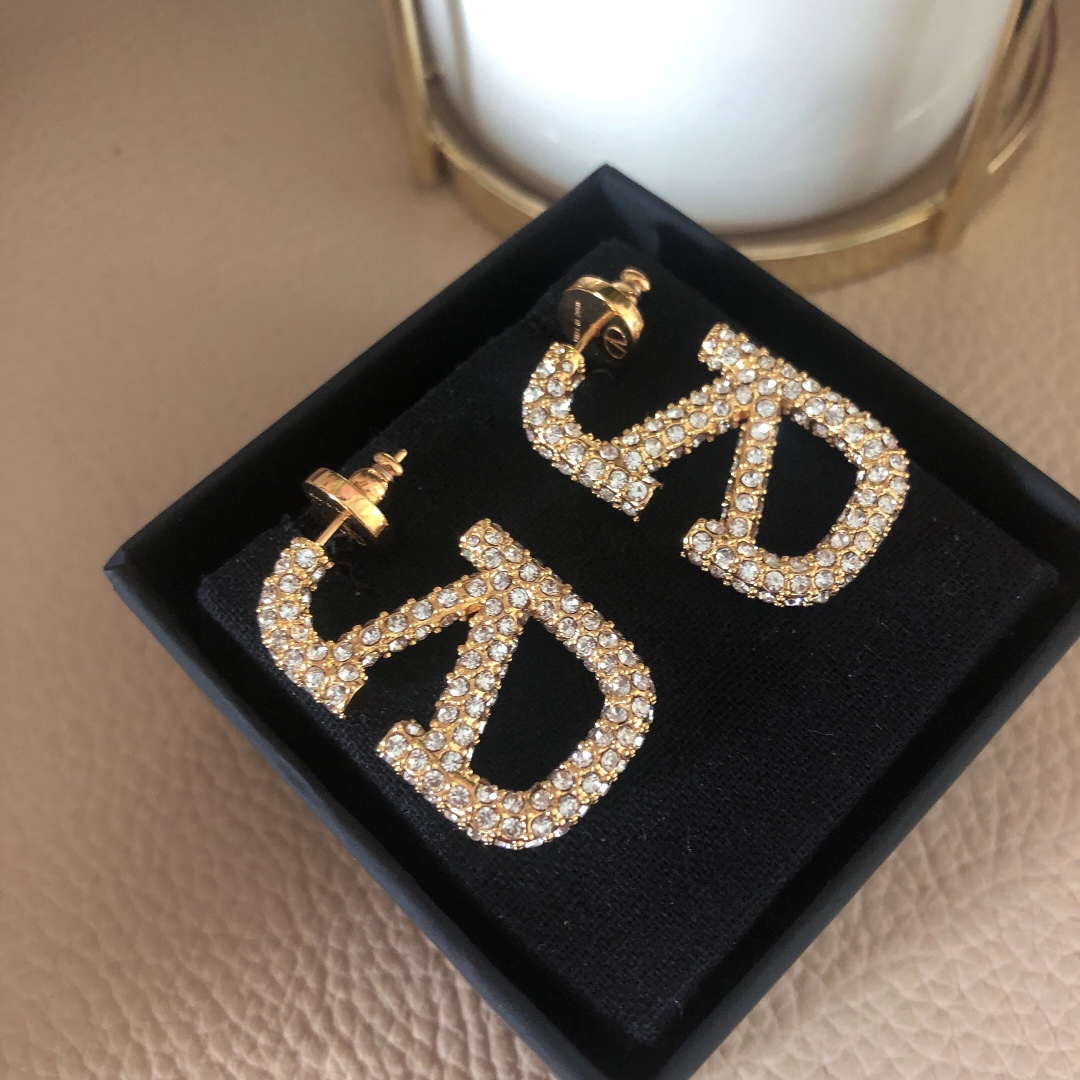 Valentino VLOGO SIGNATURE EARRINGS IN METAL AND SWAROVSKI CRYSTALS V880982